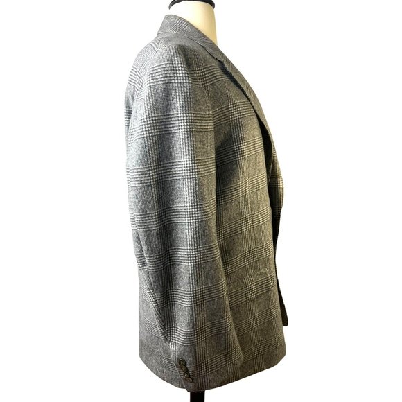 Vintage Black & White Plaid Cashmere Sports Jacket, Men's Size Xtra- Large Tall - Picture 2 of 16